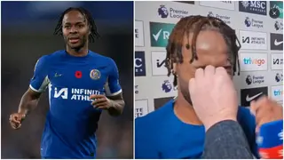 Raheem Sterling: Chelsea star involved in awkward moment with journalist after Manchester City draw