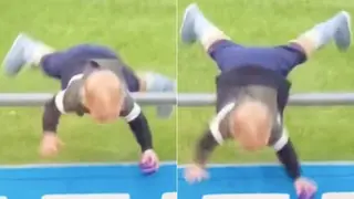Video shows child fall over railings as dad reacts at ICC T20 World Cup match between West Indies and Scotland