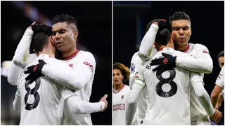 Viral video shows what Casemiro did to Bruno Fernandes during celebration vs Burnley