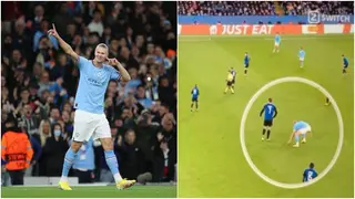 Erling Haaland's incredible gesture to the referee during Man City's UCL clash goes viral