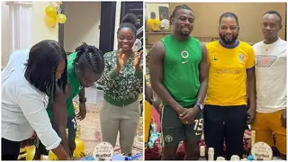 Super Eagles star celebrates 27th birthday, shares cake, wines to family and friends