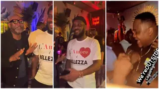 Superstar Jay Jay Okocha lights up night club in Lagos; Cubana Chief Priest, Paulo Okoye stunned