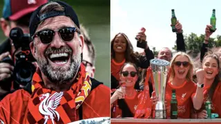 Liverpool celebrates Carabao Cup, FA Cup and Women's Championship successes with open top bus parade in Merseyside