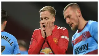 Man United star reacts sadly after being substituted for Fernandes during FA Cup win