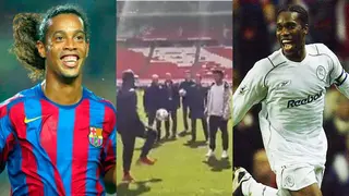 Rare video of Brazilian legend and Nigerian superstar spotted ball joggling together Drops