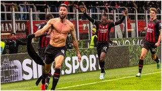 Olivier Giroud: Moment AC Milan striker forgot he was booked before picking red card while celebrating