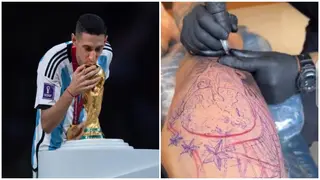 Argentina superstar Di Maria gets giant tattoo of World Cup trophy
