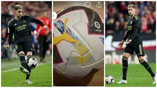 Fan puts up ball for sale after Federico Valverde hits it into his apartment