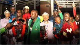 Tennis sensation Angella Okutoyi receives rousing welcome at JKIA after winning Kenya's first ever Grand Slam