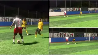 Asamoah Gyan Displays Quick Footwork to Leave Marker on the Floor in Exhibition Game: Video