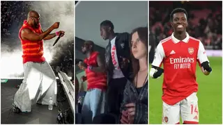 Video: Arsenal Star Eddie Nketiah Spotted Jamming With King Promise During Wizkid's Concert