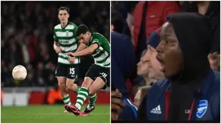 Watch this Arsenal fan's reaction after Sporting Lisbon's Goncalves scores potential goal of the season