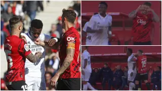 Watch: Spanish defender chases Vinicius around the pitch, provokes him with 'rude' gestures