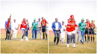Governor Adeleke shows off amazing dribbling skills in Arsenal jersey, video