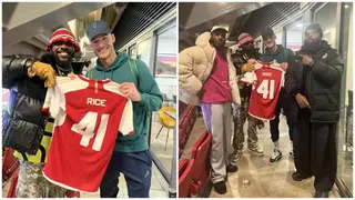 Declan Rice: Odumodublvck Spotted With Arsenal Star After Victory Over Lens in UCL, Video