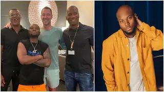 Ghanaian Musician King Promise Meets Chelsea Legends Drogba, John Terry and Desailly