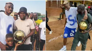 Osimhen Returns to Olusosun With CAF Player of the Year Award, Shares Moment With Indigenes: Video