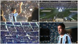 Luis Suarez welcomed by 60 000 fans during Gremio unveiling