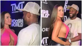 Funny Video as Floyd Mayweather Tries His Best Not to Look Down at Playboy Model’s Chest