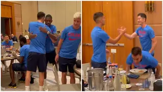 Emotional moment Lewandowski was captured on video meeting his new Barcelona teammates for the first time