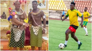 Video of Ghana Legend Asamoah Gyan Meeting Eswatini King Cladded in Traditional Outfit Spotted