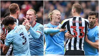 Watch: Erling Haaland clashes with Newcastle defender during fiery EPL clash