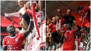 Mane Enjoying Life in Germany As He Celebrates With Bayern Munich Fans After 6:1 Victory Against Frankfurt