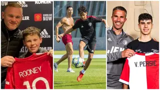 Cristiano Jr, Kai Rooney and the kids following in their famous fathers' footsteps