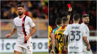 Olivier Giroud Sent Off After Moment of Madness During Milan Draw vs Lecce