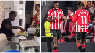 Inaki Williams Hypes Up Younger Brother Nico Williams as He Eats Ghanaian Food Fufu: Video