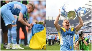 Emotional scenes at Etihad as Manchester City star dedicates Premier League title to war torn Ukraine