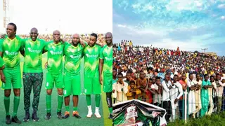 Fans Storm Stadium to Watch S'Eagles Legends Okocha, Kanu and ACTDF Founder Dallaji in Football Exhibition