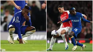 Chelsea's Nicolas Jackson avoids red card after reckless tackle on Arsenal defender