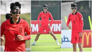 Photos emerge South Korea star Son Heung-Min trains in protective face mask ahead of World Cup