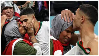 Video of heartwarming moment Achraf Hakimi celebrated Morocco's victory over Belgium with his mum spotted