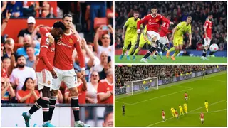 Camera captures Man United star celebrating Ronaldo's penalty before it is taken during Brentford win