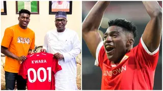 Taiwo Awoniyi: Super Eagles Striker Meets Governor Abdulrahman, Presents Him With Gift