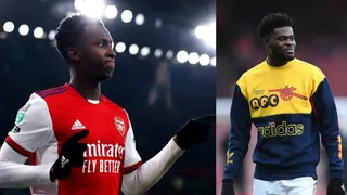 Video: Arsenal star Thomas Partey tells EFL Cup hat-trick hero Eddie Nketiah he is ready Ghana