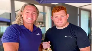 Rugby World Cup winners Percy Montgomery and Steven Kitshoff share "blonde and ginger" snap