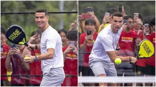 Cristiano Ronaldo shows off incredible racket skills in Singapore, video