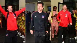 Atletico Madrid players arrive Uyo for friendly with Super Eagles