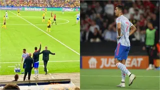 Ronaldo Spotted on Touchline Giving Tactical Instructions During Man United Defeat to Young Boys