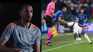 Italy Legend Chiellini Breaks Silence on Famous Saka Shirt Pull at Euro 2020