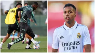 Hilarious moment Rodrygo tried to nutmeg Rudiger ahead of Club World Cup game