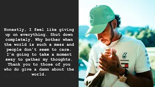 Lewis Hamilton leaves fans worried after sharing social media message hinting on giving up