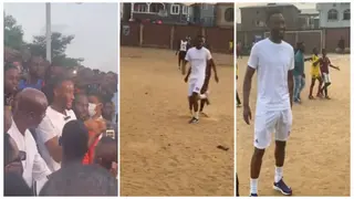 Chelsea and Super Eagles Legend Mikel Spotted Playing Street Football With Fans in Nigeria