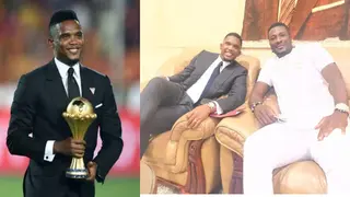 Asamoah Gyan Celebrates Cameroon Icon Samuel Eto'o After Being Elected Cameroon Football Federation President
