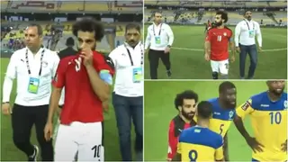 Mo Salah Mobbed Again as Gabon Players Plead for Egyptian Star's Shirt