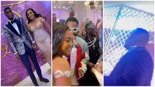 Cubana Chiefpriest makes naira rain as Kizz Daniel perform Buga at Onuachu and Ghanaian wife's wedding