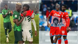 AFCON 2023: Victor Osimhen Consoles Napoli Teammate Frank Anguissa After Nigeria Beat Cameroon